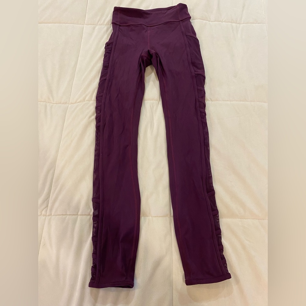 Eggplant purple mesh lulu lemon size 2 leggings